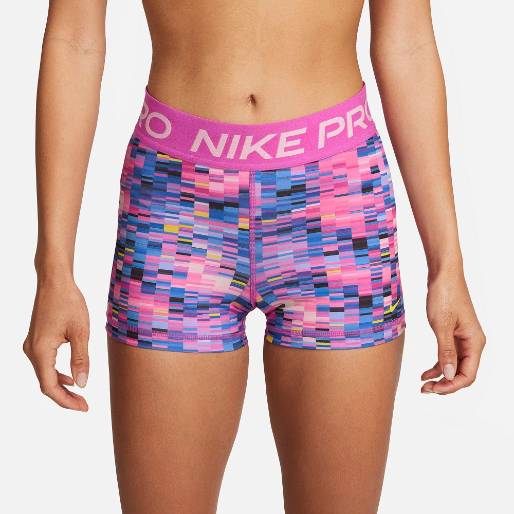 Women's Nike Pro Dri-FIT Glitchy Print 3" Short 2 Women's Nike Pro Dri-FIT Glitchy Print 3" Short - Image 2